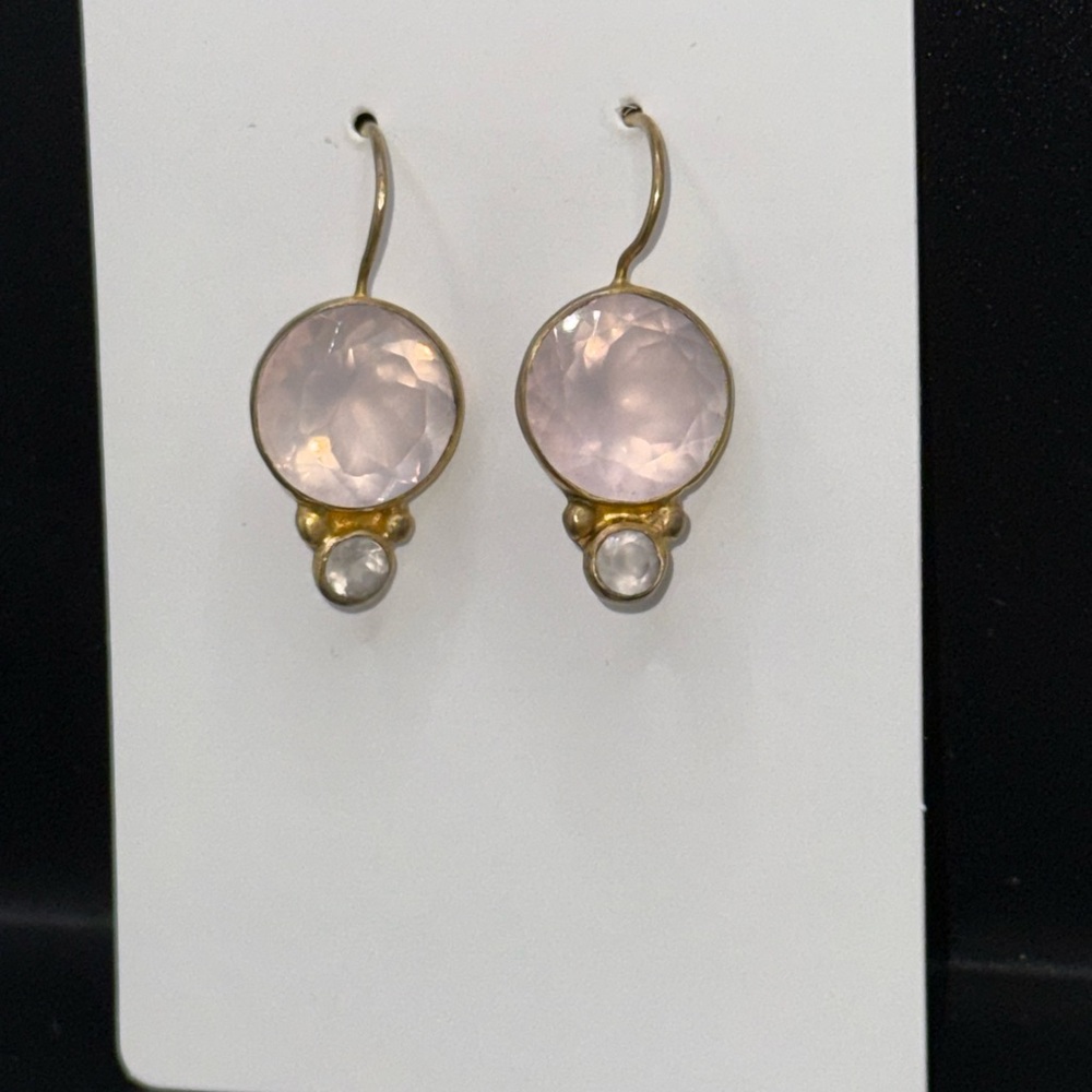 Elegant Gold and Pink Stone Earrings